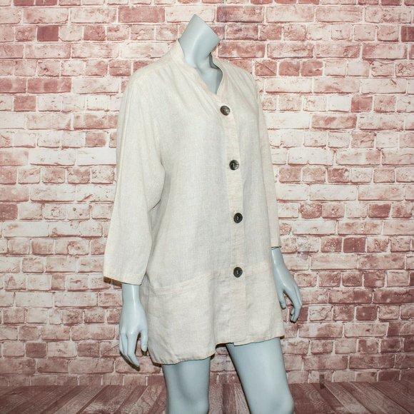 Caroline Rose Tops - Caroline Rose Women's 100% Linen Button Tunic